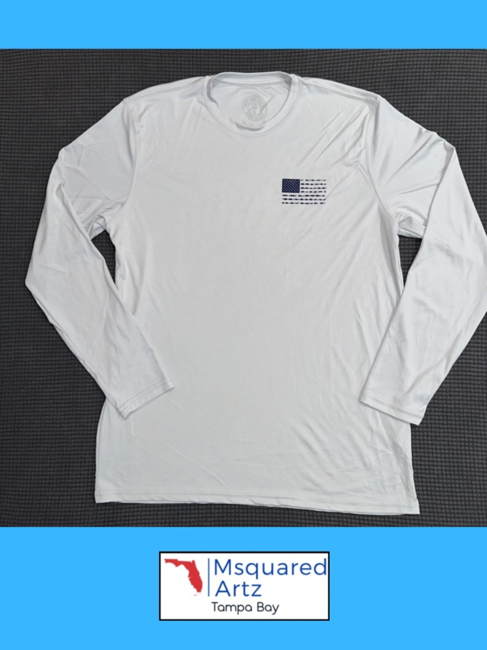 Vapor Apparel Long Sleeve Shirt Large Gray USA Flag Fishing UV UPF 50